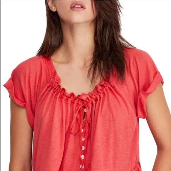Free People Charlie Ruffle Button Top - Picture 2 of 8